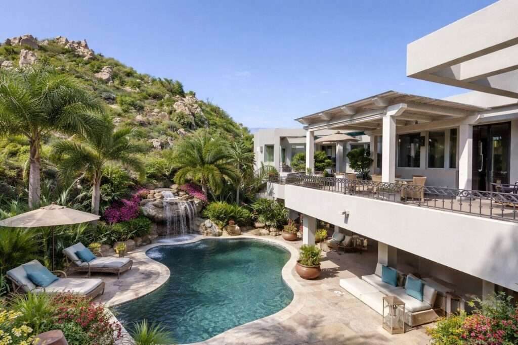 Cabo Luxury Pedregal Csl Tucked into the lush mountains of Pedregal, this residence offers rare privacy, land value, and untapped potential. Its standout feature is the expansive green zone beside the pool--a true rarity in Pedregal, where landscaping and usable outdoor space significantly elevate long-term value. This alone positions the property as a compelling investment. The home includes four bedrooms with lock-out closets, two separate entrances, a chef's kitchen with GE Monogram appliances and an aqua granite island, plus essentials like a generator and storm shutters. Ocean, hillside, and lush garden – Casa Aqua, Cabo San Lucas, BS