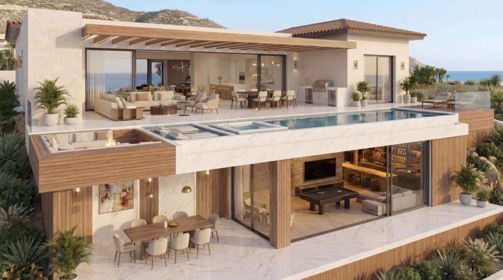 Cabo Luxury Las Terrazas Discover the opportunity to create your dream home in the prestigious Diamante Cabo San Lucas community. Complete and fully furnished, ready for immediate construction of your 4 bedroom Cabo dream home!. Collaborate with the skilled on-site Diamante construction team for a seamless build. As a valued homeowner, you'll gain access to Diamante's world-class amenities, including the luxurious dining experiences at Nobu and Izzy's, the lively Sports Bar, and The Woods. Stay active with a variety of recreational options like paddle boarding, tennis, pickleball, or our state-of-the-art fitness center. Embrace the lifestyle you deserve at Diamante. – Vista de Dios, Pacific, Pacific, BS