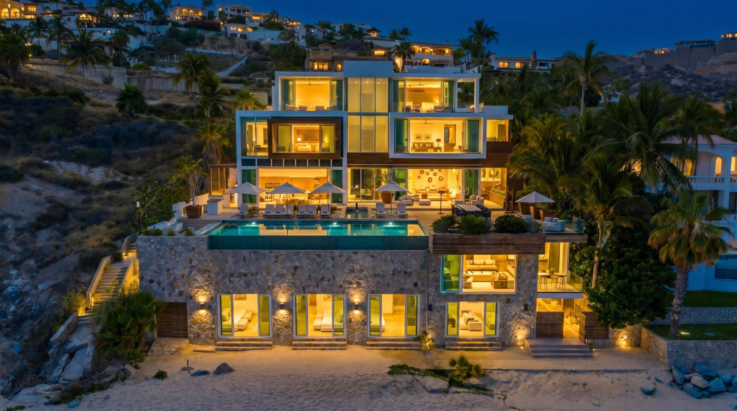 Cabo Luxury Punta Bella Considering all things Casa Mareva may well be the finest residential property currently offered on the Baja market. What truly distinguishes Casa Mareva is its rarity. There is simply no other oceanfront estate in Baja that combines this level of architectural scale, world class amenities, proven rental performance, and one of the most coveted stretches of swimmable coastline in the entire peninsula. Set along this extraordinary shoreline, the estate offers exceptional privacy while being just minutes from the prestigious Palmilla Golf Club, world renowned resorts, fine dining, and luxury amenities. Located within the prestigious gated community of Punta Bella, Casa Mareva captures panoramic – Palmilla Sur SJC, San Jose Corridor, BS