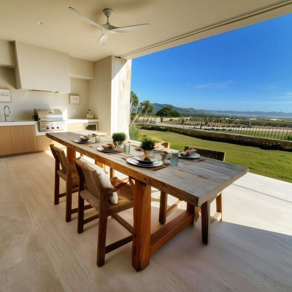 Cabo Luxury Section 6- Las Verandas A rare, highly upgraded, fully furnished garden residence in Querencia. Verandas C-101 offers generous living spaces that open to a large private terrace and grassy garden--an uncommon feature within the community. Contemporary architecture and custom-made furniture are paired with a calm, grounding interior designed with natural materials, custom wood furnishings, clay accents, upgraded flooring, and enhanced interior doors throughout. This residence features a fully upgraded kitchen with new appliances and a 42-inch wine cellar, along with thoughtfully finished bathrooms that include double-sink vanities and elevated finishes. Ceiling fans are installed in all bedrooms. A private in-unit elevator gives you direct access to the parking garage below, to your two parking spaces, and an oversized private storage room included with the home. This residence was delivered new with a comprehensive package of builder-selected upgrades totaling – Verandas, San Jose Corridor, San Jose Corridor, BS